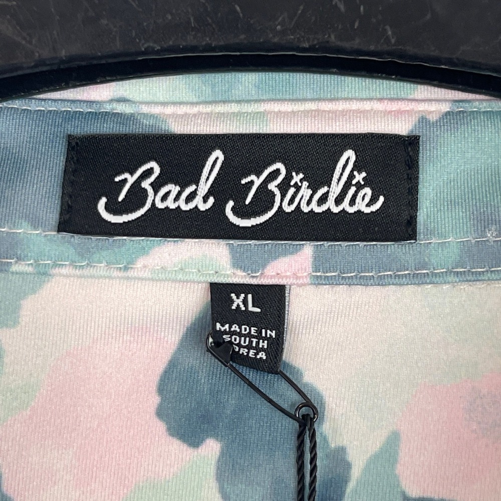 NEW Bad Birdie Golf Polo Mirage Oasis Mens XL Core Performance Pink Green Camo - Picture 2 of 9